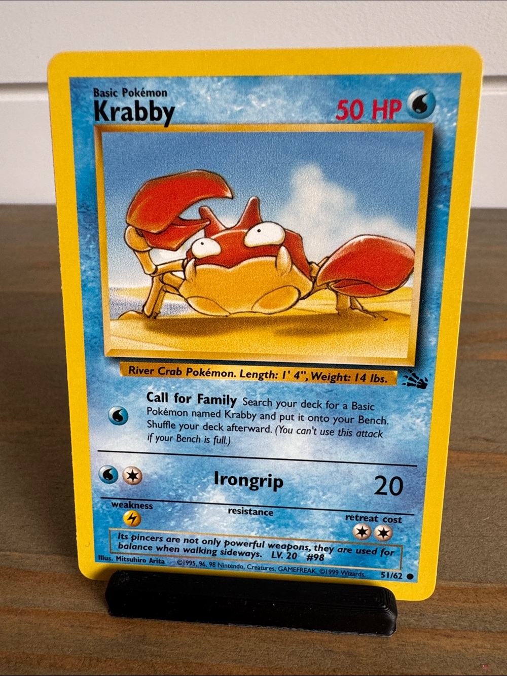Pokémon| Fossil #51/62: Krabby (1999) - Vintage Collectible Trading Card
